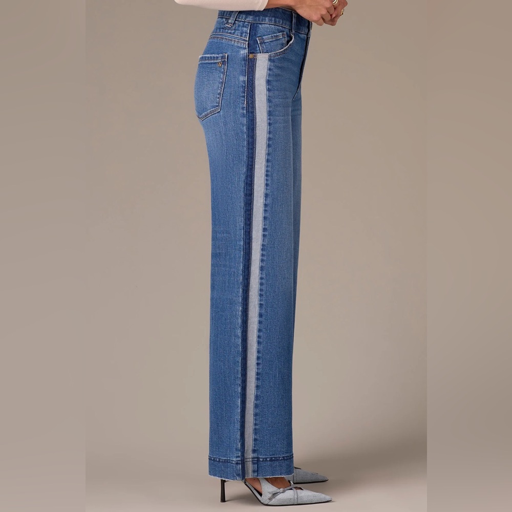 Wit & Wisdom GRACIE SKYRISE DOUBLE SIDE SEAM WIDE LEG JEANS WITH REVERSE PANELS - Picture 2 of 4